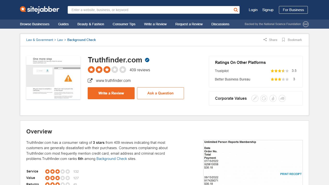 391 Reviews of Truthfinder.com - Sitejabber